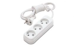 
			Extension cord Makel, 3-socket, 2m, non-grounded, white, (12)