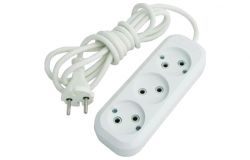 
			Extension cord Makel, 3-socket, 5m, non-grounded, white, (12)