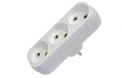 
			Adapter Makel, 3-socket, non-grounded, white, (20)