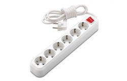 
			Extension cord Makel, 6-socket, 3m, grounded, white, with switch, (12)