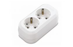 
			Socket blok Makel, 2-socket, grounded, white, (20)