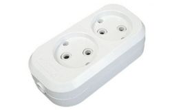 
			Socket blok Makel, 2-socket, non-grounded, white, (25)