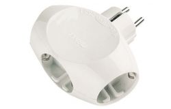 
			Adapter Makel, 3-socket, grounded, white, T-shape, (50)