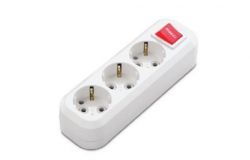 
			Socket blok Makel, 3, grounded, with switch, white, (20)