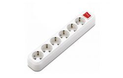 
			Socket blok Makel, 6-socket, grounded, with switch, white, (12)