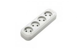 
			Socket blok Makel, 4-socket, non-grounded, white, (20)