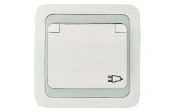 
			Socket with cover Makel, MIMOZA, white+grey