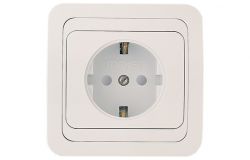 
			Socket Makel, MIMOZA, grounded, white+white, with child protection