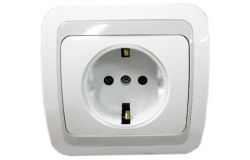 
			Socket Makel, MIMOZA, grounded, white+grey, with child protection