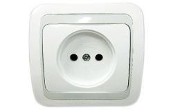 
			Socket Makel, MIMOZA, white+grey, with child protection