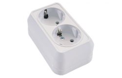 
			Socket Makel, Siva, 2-socket, grounded, white, surface