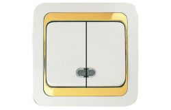 
			Switch Makel, doorbell, MIMOZA, white+golden, with a light