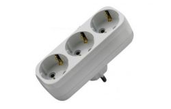 
			Adapter Makel, 3-socket, grounded, white, (20)