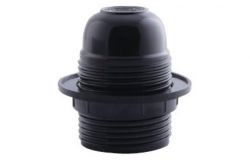 
			Lamp holder E27, IEK, 4A, IP20, black, plastic, with a ring