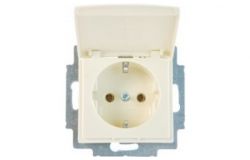 
			Socket with cover ABB, Basic 55, (2CKA002018A0351), SCHUKO, (mechanism), ivory