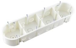 
			Junction box PP, For plasterboard, 4-socket, white, 275x60x44mm