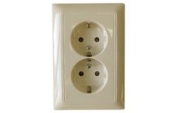 
			Socket ABB, 2-socket, Basic 55, (2CKA002021A0379), grounded, ivory, with child protection