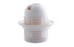 
			Lamp holder E27, IEK, 4A, IP20, white, plastic, with a ring