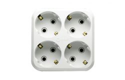 
			Adapter Makel, 4-socket, grounded, white, square, (12)
