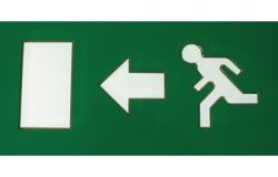 Emergency lighting, EXIT, to the left, L350mm, glass, H150mm  