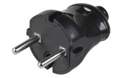 
			Plug IEK, 6A, non-grounded, IP20, black, plastic