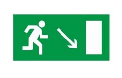 Emergency lighting, IEK, to the right and down, EXIT, 200x100mm, sticker  