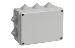 
			Junction box IEK, IP44, gray, surface, 150x110x85mm, with soft plugs