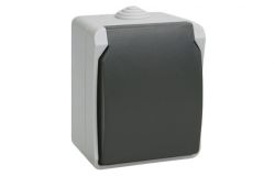 Socket with cover IEK, 16A, FORCE, IP54, gray, surface  