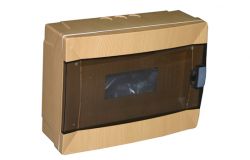 
			Distribution box Makel, 12-socket, IP40, light wood, surface, with transp. door