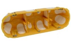 
			Junction box KOPOS KOLIN, For plasterboard, 3-socket, yellow, 68x50x209mm