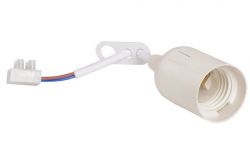 
			Lamp holder with wire E27, IEK, 4A, IP27, white, plastic, (50)