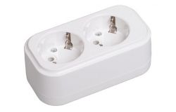 
			Socket blok IEK, 16A, 2-socket, CLASSIC, grounded, IP20, white