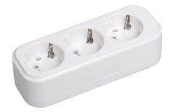 
			Socket blok IEK, 16A, 3-socket, CLASSIC, grounded, IP20, white