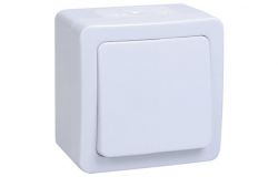 Switch IEK, 10A, button, GERMES PLUS, IP54, white, surface  