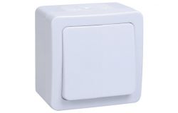 
			Switch IEK, 10A, doorbell, GERMES PLUS, IP54, white, surface