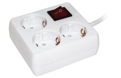 
			Extension cord IEK, 3-place, 3m, a/z, with switch, 3x1.0mm2, 16A/250V