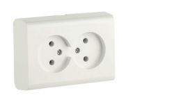 
			Socket Ovivo, double, NIVO, non-grounded, white, surface