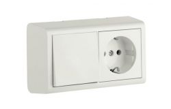 
			Switch+Socket Ovivo, NIVO, grounded, white, surface