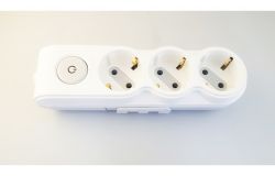 
			Socket blok Ovivo, 3-socket, grounded, white, with switch