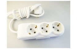 
			Extension cord Ovivo, 3-socket, 3m, grounded, white