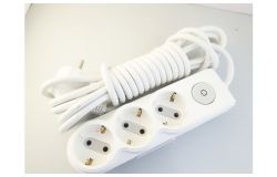 
			Extension cord Ovivo, 3-socket, 3m, grounded, white, with switch