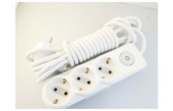 
			Extension cord Ovivo, 3-socket, 5m, grounded, white, with switch