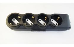 
			Socket blok Ovivo, 4-socket, grounded, black