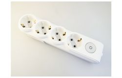 
			Socket blok Ovivo, 4-socket, grounded, white, with switch