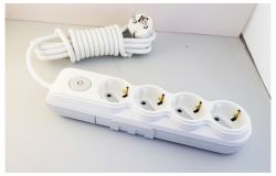
			Extension cord Ovivo, 4-socket, 5m, grounded, white, with switch