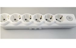 
			Socket blok Ovivo, 6-socket, grounded, white, with switch