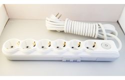 
			Extension cord Ovivo, 6-socket, 2m, grounded, white, with switch