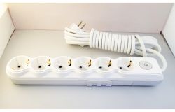 
			Extension cord Ovivo, 6-socket, 3m, grounded, white, with switch