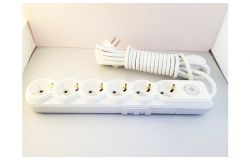 
			Extension cord Ovivo, 6-socket, 5m, grounded, white, with switch