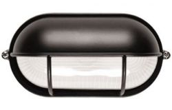 
			Luminaire moisture resistant E27, IEK, 1404, hemisphere + 2 rays, 60W, IP54, black, oval